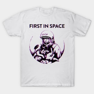 First In Space - Yuri Gagarin And Laika Space Dog T-Shirt